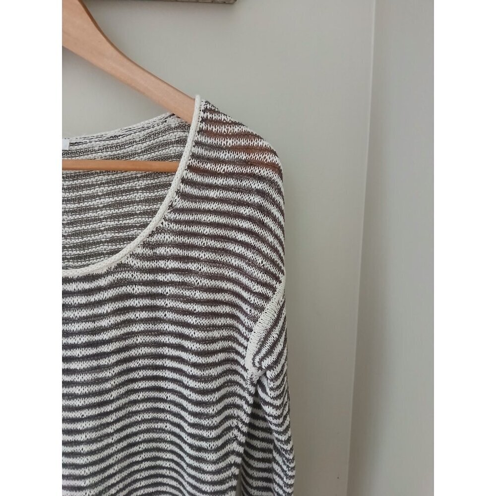 Duffy Linen Blend Striped Scoop Neck Tunic Sweater - Picture 3 of 10